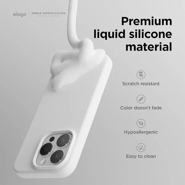 elago Compatible with iPhone 15 Pro Max Case Liquid Silicone Case Full Body Protective Cover Shockproof Slim Phone Case AntiScratch Soft Microfiber Lining 67 inch Ocean BlueWhite