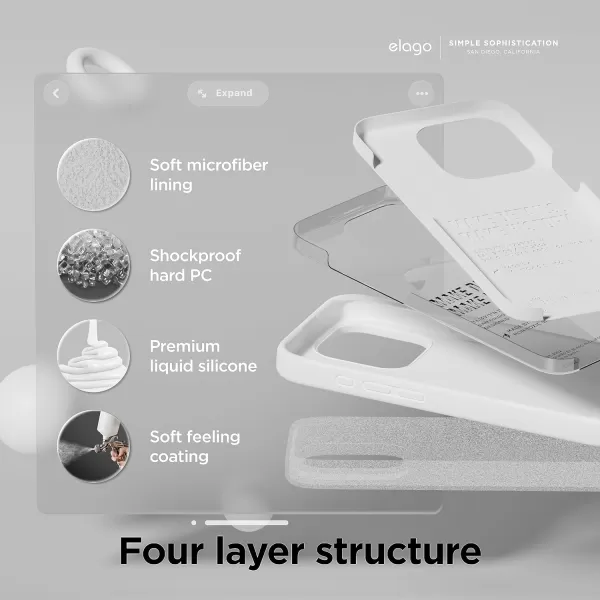 elago Compatible with iPhone 15 Pro Max Case Liquid Silicone Case Full Body Protective Cover Shockproof Slim Phone Case AntiScratch Soft Microfiber Lining 67 inch Ocean BlueWhite
