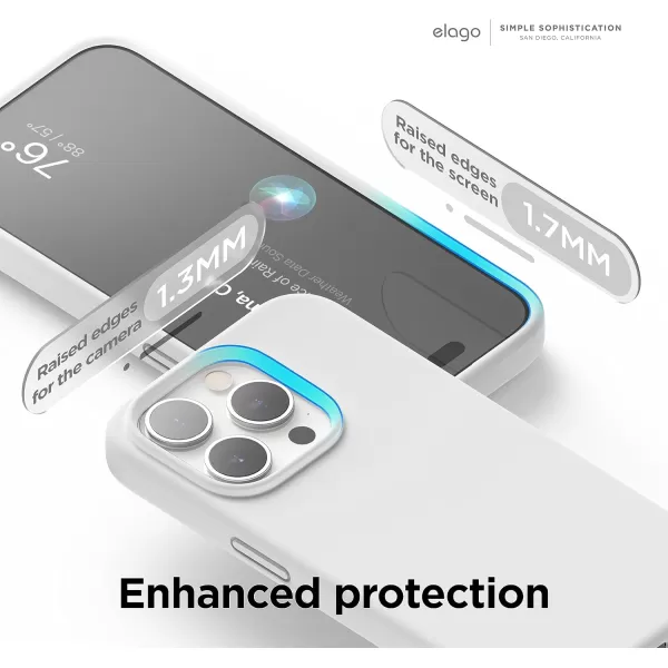 elago Compatible with iPhone 15 Pro Max Case Liquid Silicone Case Full Body Protective Cover Shockproof Slim Phone Case AntiScratch Soft Microfiber Lining 67 inch Ocean BlueWhite