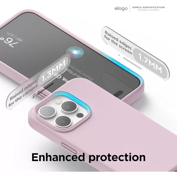 elago Compatible with iPhone 15 Pro Max Case Liquid Silicone Case Full Body Protective Cover Shockproof Slim Phone Case AntiScratch Soft Microfiber Lining 67 inch Ocean BlueLight Lilac