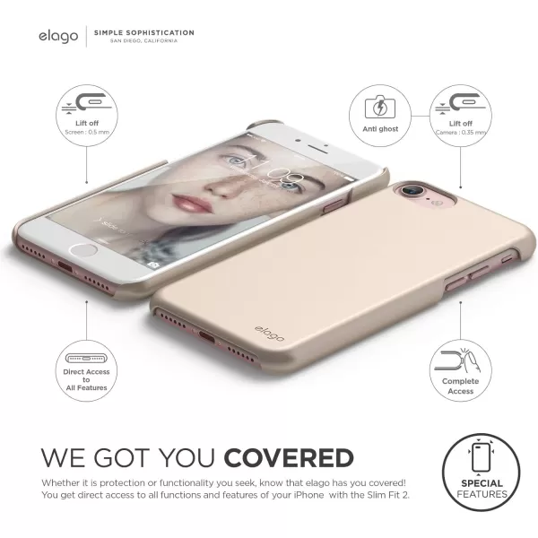 elago Slim Fit 2 Case Designed for iPhone SE 2020  iPhone 8  iPhone 7 Champagne Gold