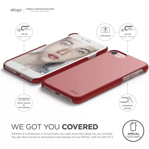 elago Slim Fit 2 Case Designed for iPhone SE 2020  iPhone 8  iPhone 7 Red