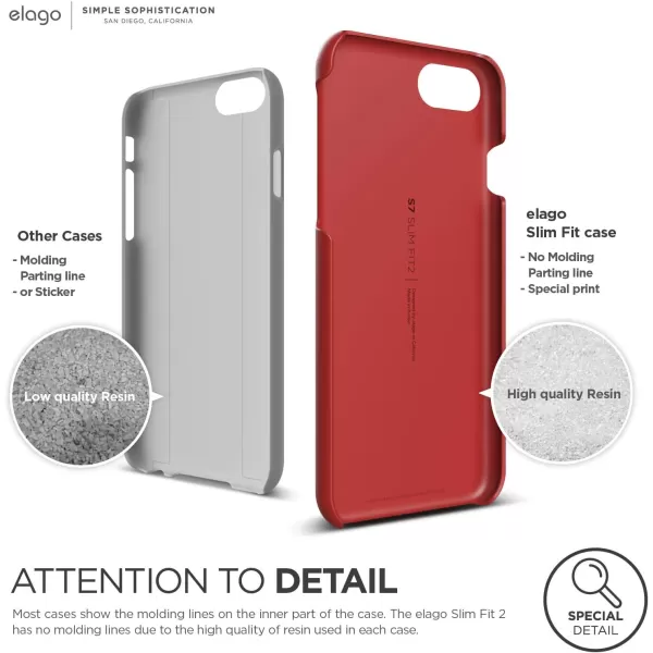 elago Slim Fit 2 Case Designed for iPhone SE 2020  iPhone 8  iPhone 7 Red