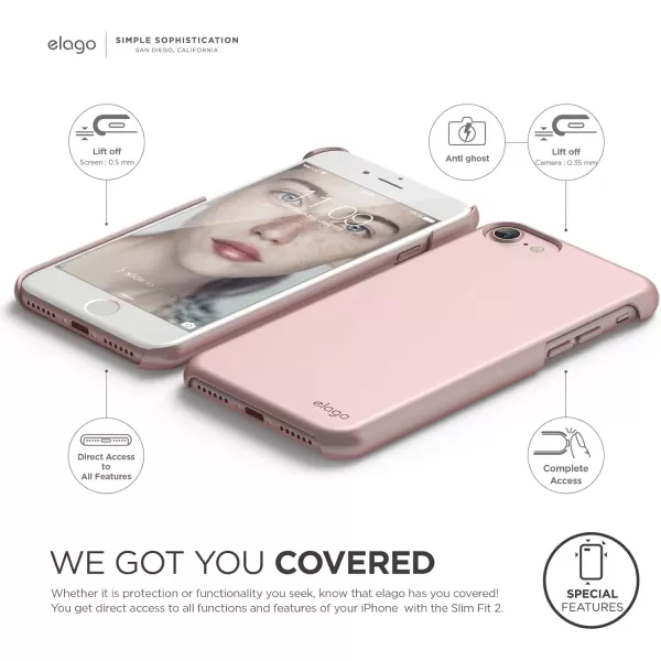 elago Slim Fit 2 Case Designed for iPhone SE 2020  iPhone 8  iPhone 7 Rose Gold