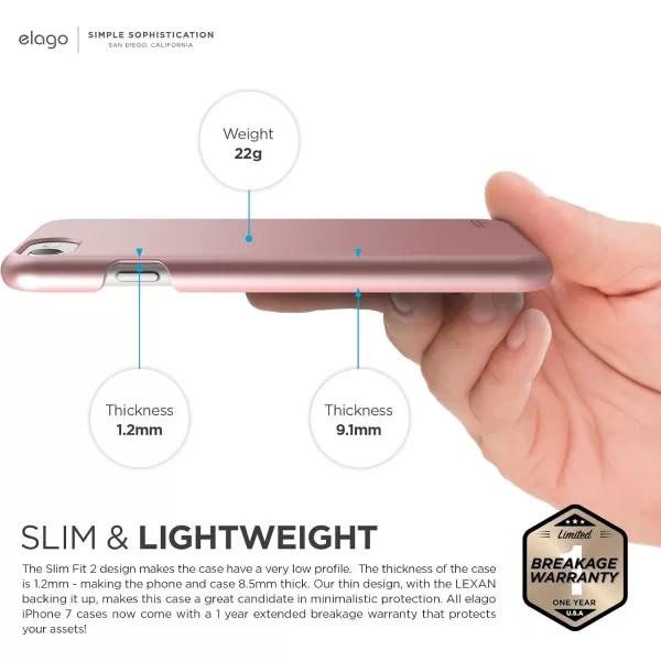 elago Slim Fit 2 Case Designed for iPhone SE 2020  iPhone 8  iPhone 7 Rose Gold