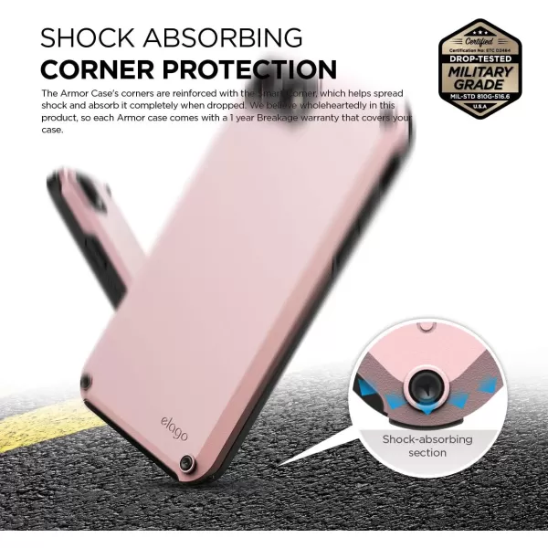 elago iPhone 8  iPhone 7 Case ArmorLovely Pink  Military Drop Test CertifiedSecret PocketAntiShock