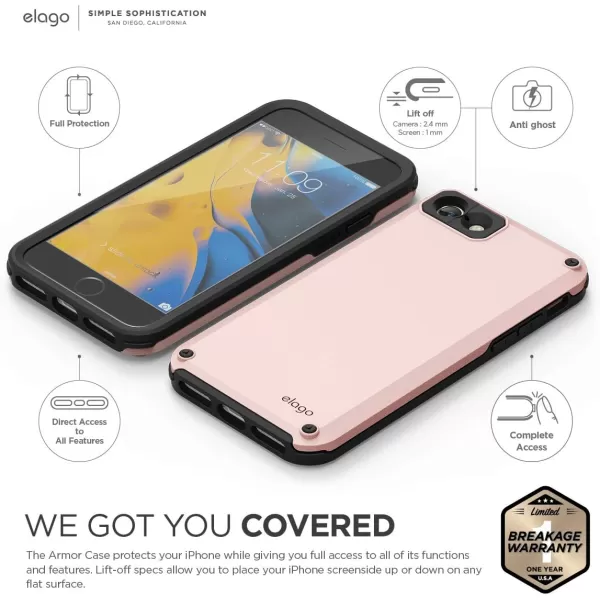 elago iPhone 8  iPhone 7 Case ArmorLovely Pink  Military Drop Test CertifiedSecret PocketAntiShock