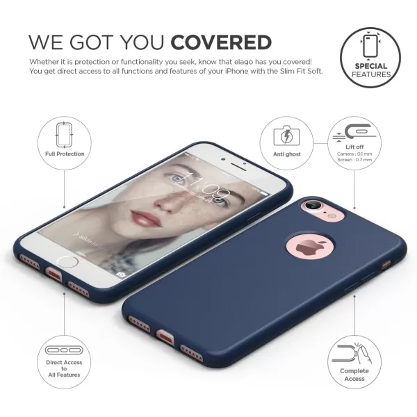 elago iPhone 8  iPhone 7 Case Slim Fit SoftJean Indigo  Robust TPUMinimalisticTrue Fit