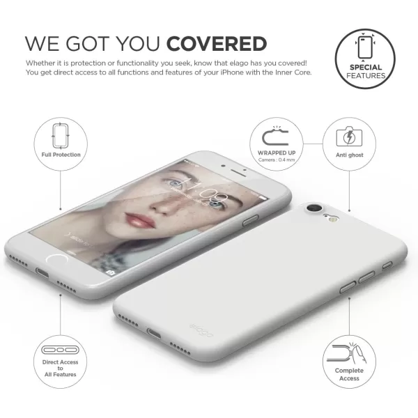 elago iPhone 8 Case Inner CoreWhite  Device Fitting TestedMinimalisticScratch Protection OnlyTrue Fit  for iPhone 8