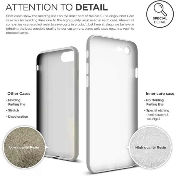 elago iPhone 8 Case Inner CoreWhite  Device Fitting TestedMinimalisticScratch Protection OnlyTrue Fit  for iPhone 8