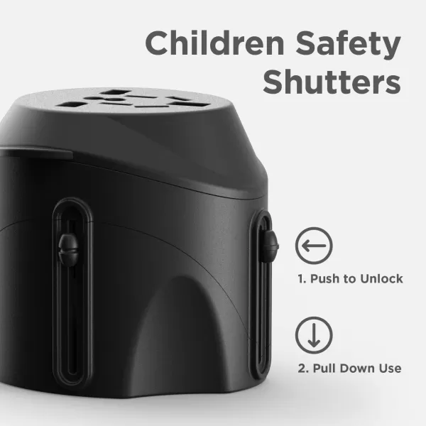 Tripshell International TRAdapBK Travel Plug Adapter With Surge Protection Retail Package BlackBlack