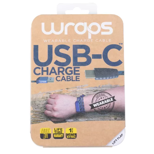 WRAPS WCCMV17 Wristband Charge Cable USB to USB C 1 Meter MarineWRAPS WCCMV17 Wristband Charge Cable USB to USB C 1 Meter Marine