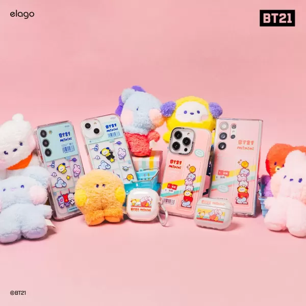 elago  BT21 minini Compatible with Samsung Galaxy S23 Ultra Silicone Case Precise Camera Cutouts Drop Protection Shockproof Protective Cover 68 inch Mint Official MerchandiseMint Toy