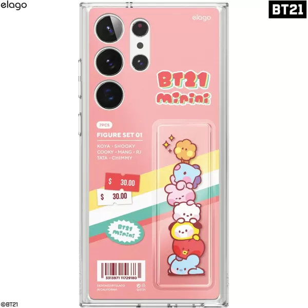 elago  BT21 minini Compatible with Samsung Galaxy S23 Ultra Silicone Case Precise Camera Cutouts Drop Protection Shockproof Protective Cover 68 inch Mint Official MerchandisePink Toy