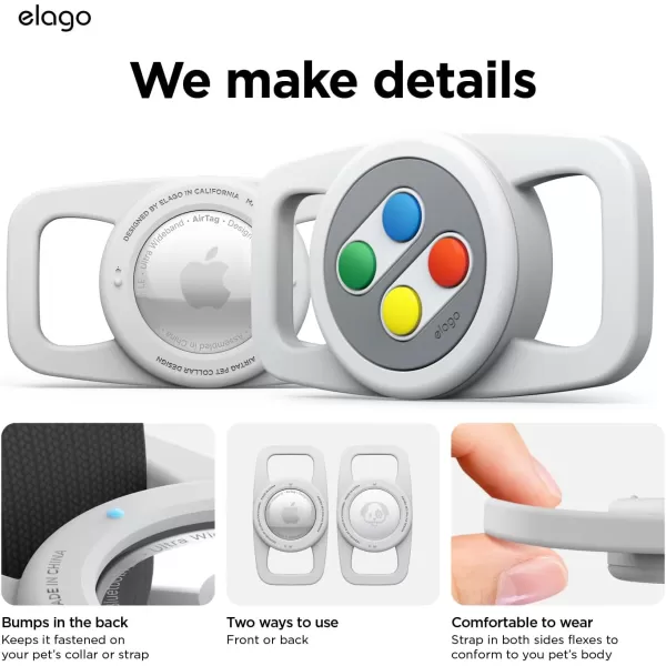 elago Airtag Pet Collar W5 Case Compatible with Apple AirTag  Drop Protection Keychain Cute Design Track Dogs Keys Backpacks Purses Tracking Device Not Included Light GreyLight Grey