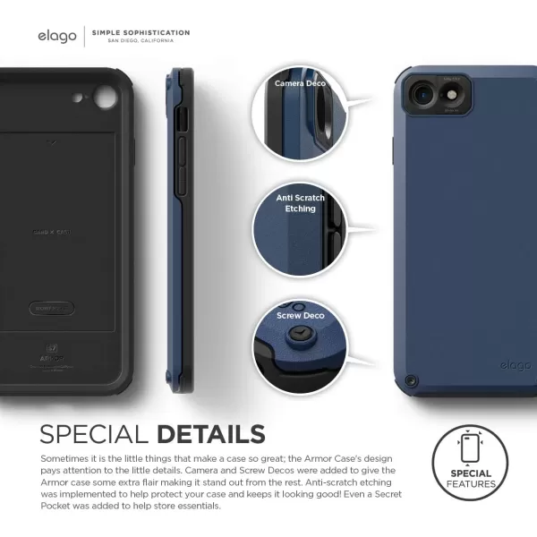 elago Armor Case Designed for iPhone SE 2020  iPhone 8  iPhone 7  Military Drop Test Certified Jean Indigo