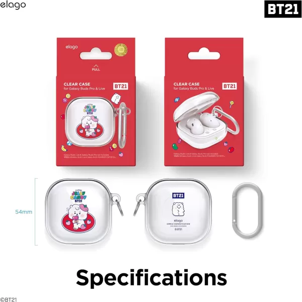 elago BT21 Case Compatible with Samsung Galaxy Buds 2 Pro Case 2022  Galaxy Buds 2 Case 2021  Galaxy Buds Pro Case 2021  Galaxy Buds Live Case 2020 Official Merchandise CHIMMYRJ