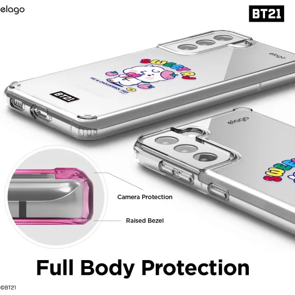 elago BT21 Case Compatible with Samsung Galaxy S21 Case  Raised Lip Screen amp Camera Protection Shockproof Bumper Cover Protective Case Official Merchandise RJRJ