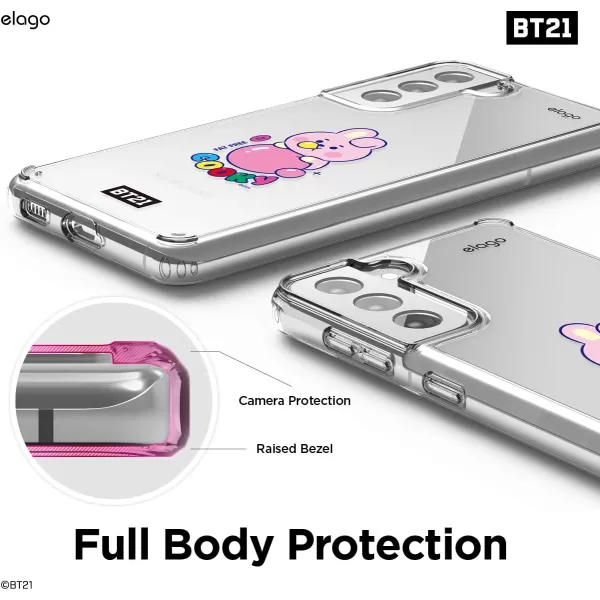 elago BT21 Case Compatible with Samsung Galaxy S21 Case  Raised Lip Screen amp Camera Protection Shockproof Bumper Cover Protective Case Official Merchandise RJCOOKY