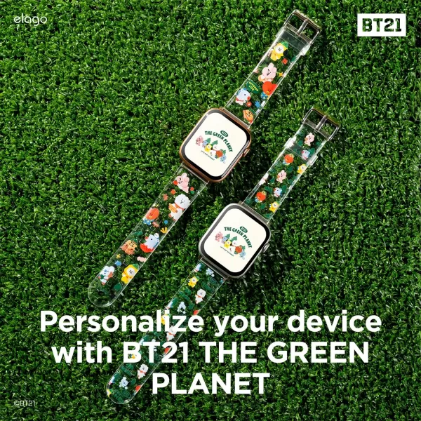 elago BT21 The Green Planet Band Compatible with Apple Watch Band 38mm 40mm 41mm 42mm 44mm 45mm 49mm compatible with iWatch Series Ultra2UltraSE9876SE54321 Soft Protective Strap Official MerchandiseCamping 38mm40mm41mm