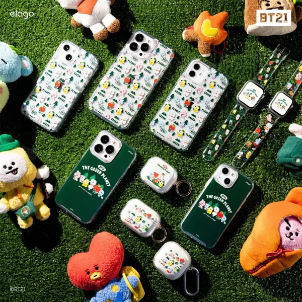 elago BT21 The Green Planet Band Compatible with Apple Watch Band 38mm 40mm 41mm 42mm 44mm 45mm 49mm compatible with iWatch Series Ultra2UltraSE9876SE54321 Soft Protective Strap Official MerchandiseForest 38mm40mm41mm