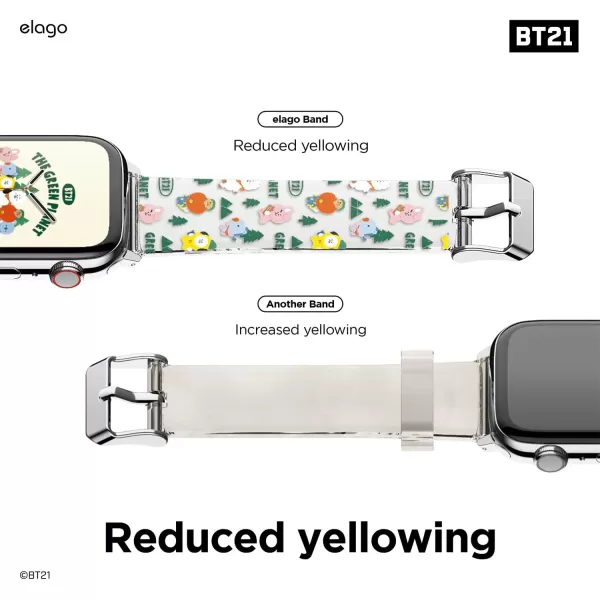 elago BT21 The Green Planet Band Compatible with Apple Watch Band 38mm 40mm 41mm 42mm 44mm 45mm 49mm compatible with iWatch Series Ultra2UltraSE9876SE54321 Soft Protective Strap Official MerchandiseForest 38mm40mm41mm