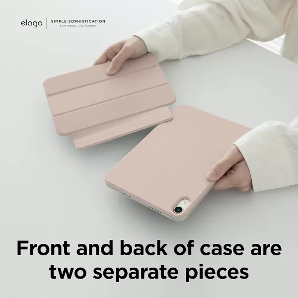 elago Case for iPad Mini 6th Generation  iPad Case with Magnetic Attachment to Metal Materials Compatible with Apple iPad Pencil and elagos Pencil case Dark GreySand Pink