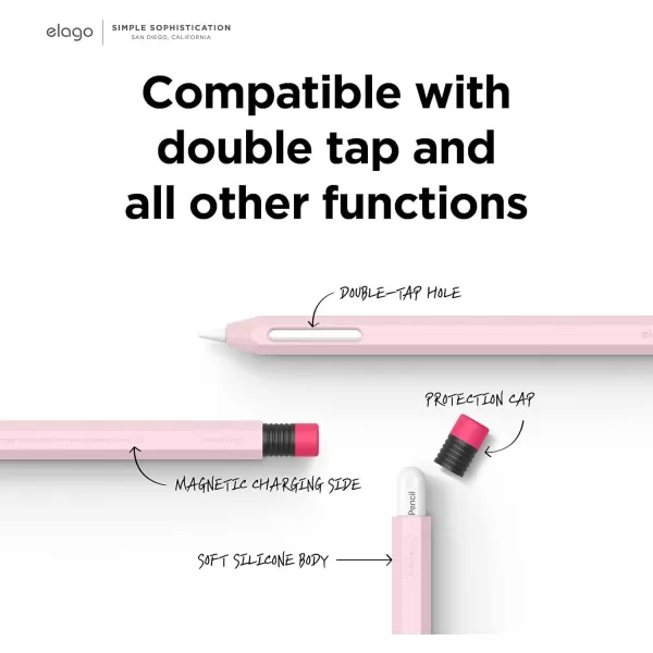 elago Classic Pencil Case Compatible with Apple Pencil 2nd Generation Cover Sleeve Compatible with Magnetic Charging and Double Tap Must Read Installation Instructions Lovely PinkLovely Pink