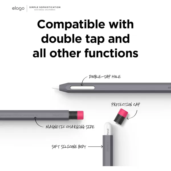 elago Classic Pencil Case Compatible with Apple Pencil 2nd Generation Cover Sleeve Compatible with Magnetic Charging and Double Tap Must Read Installation Instructions Lovely PinkDark Gray