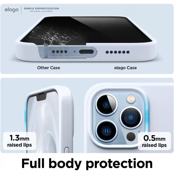 elago Compatible with iPhone 13 Pro Max Case Liquid Silicone Case Full Body Screen Camera Protective Cover Shockproof Slim Phone Case AntiScratch Soft Microfiber Lining 67 inch StoneLight Blue