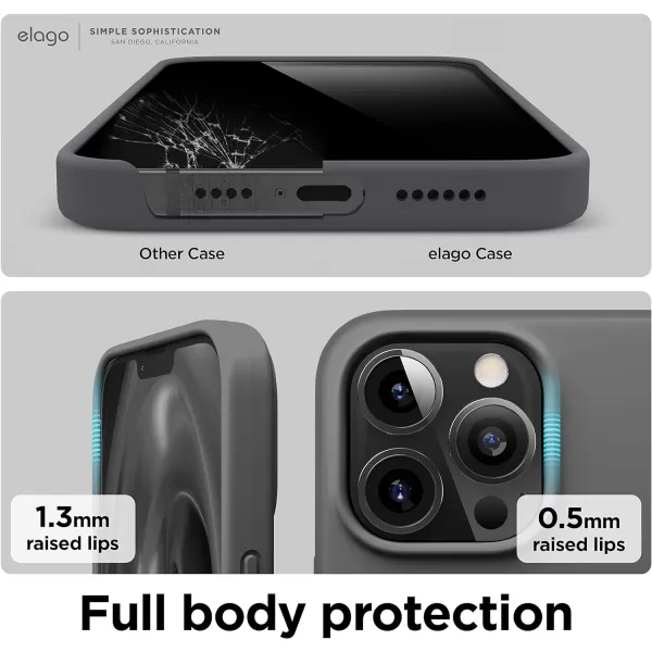 elago Compatible with iPhone 13 Pro Max Case Liquid Silicone Case Full Body Screen Camera Protective Cover Shockproof Slim Phone Case AntiScratch Soft Microfiber Lining 67 inch StoneDark Grey