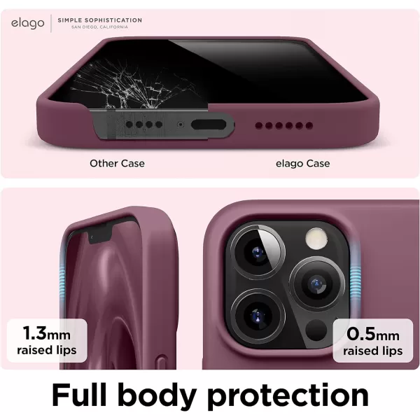 elago Compatible with iPhone 13 Pro Max Case Liquid Silicone Case Full Body Screen Camera Protective Cover Shockproof Slim Phone Case AntiScratch Soft Microfiber Lining 67 inch StoneBurgundy