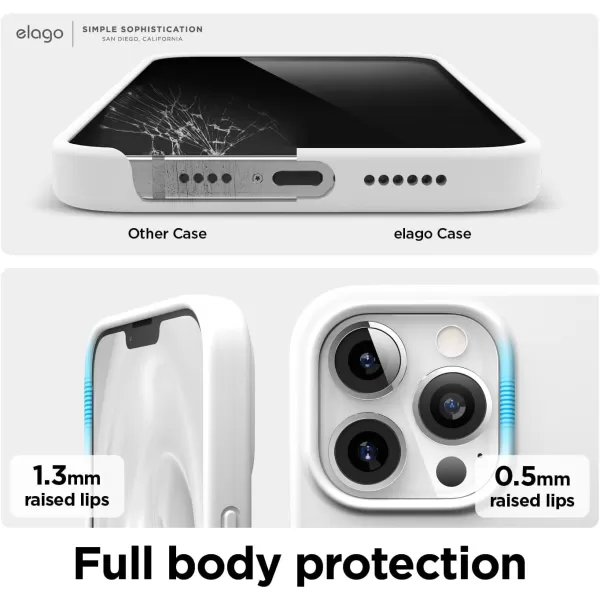 elago Compatible with iPhone 13 Pro Max Case Liquid Silicone Case Full Body Screen Camera Protective Cover Shockproof Slim Phone Case AntiScratch Soft Microfiber Lining 67 inch StoneWhite