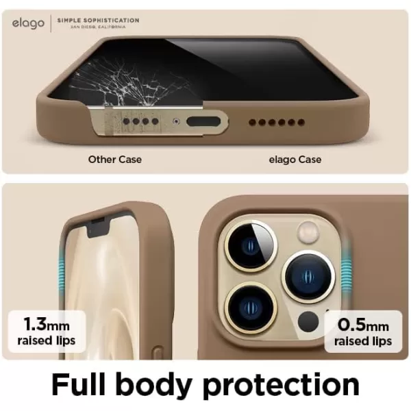 elago Compatible with iPhone 13 Pro Max Case Liquid Silicone Case Full Body Screen Camera Protective Cover Shockproof Slim Phone Case AntiScratch Soft Microfiber Lining 67 inch StoneBrown