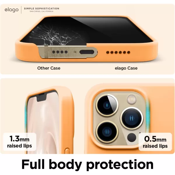 elago Compatible with iPhone 13 Pro Max Case Liquid Silicone Case Full Body Screen Camera Protective Cover Shockproof Slim Phone Case AntiScratch Soft Microfiber Lining 67 inch StoneOrange