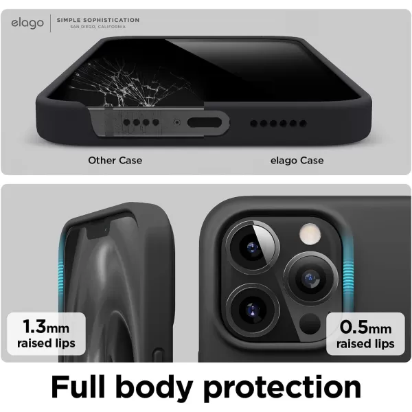 elago Compatible with iPhone 13 Pro Max Case Liquid Silicone Case Full Body Screen Camera Protective Cover Shockproof Slim Phone Case AntiScratch Soft Microfiber Lining 67 inch StoneBlack