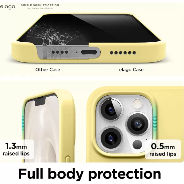 elago Compatible with iPhone 13 Pro Max Case Liquid Silicone Case Full Body Screen Camera Protective Cover Shockproof Slim Phone Case AntiScratch Soft Microfiber Lining 67 inch StoneYellow