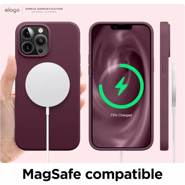 elago Compatible with iPhone 13 Pro Max Case Liquid Silicone Case Full Body Screen Camera Protective Cover Shockproof Slim Phone Case AntiScratch Soft Microfiber Lining 67 inch StoneBurgundy