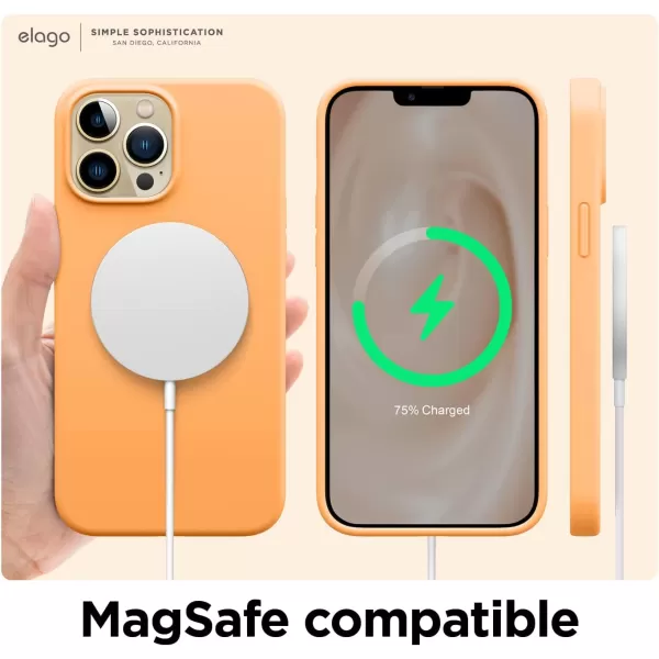 elago Compatible with iPhone 13 Pro Max Case Liquid Silicone Case Full Body Screen Camera Protective Cover Shockproof Slim Phone Case AntiScratch Soft Microfiber Lining 67 inch StoneOrange