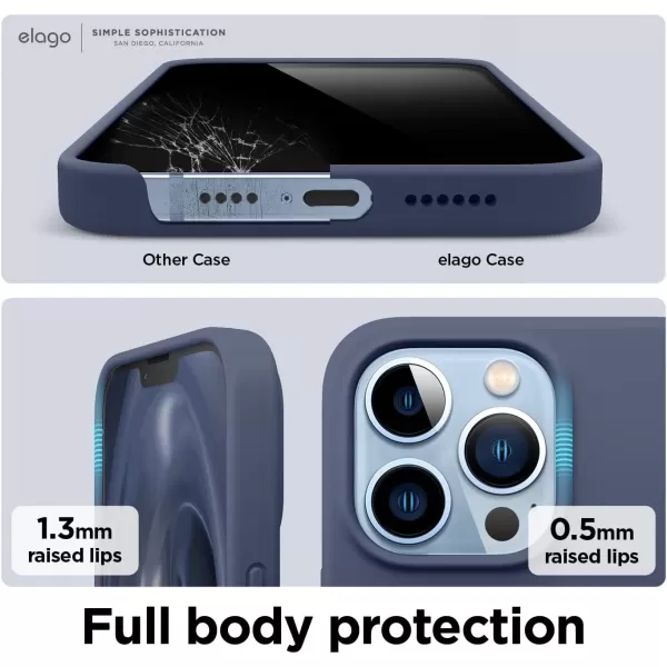 elago Compatible with iPhone 13 Pro Max Case Liquid Silicone Case Full Body Screen Camera Protective Cover Shockproof Slim Phone Case AntiScratch Soft Microfiber Lining 67 inch StoneJean Indigo