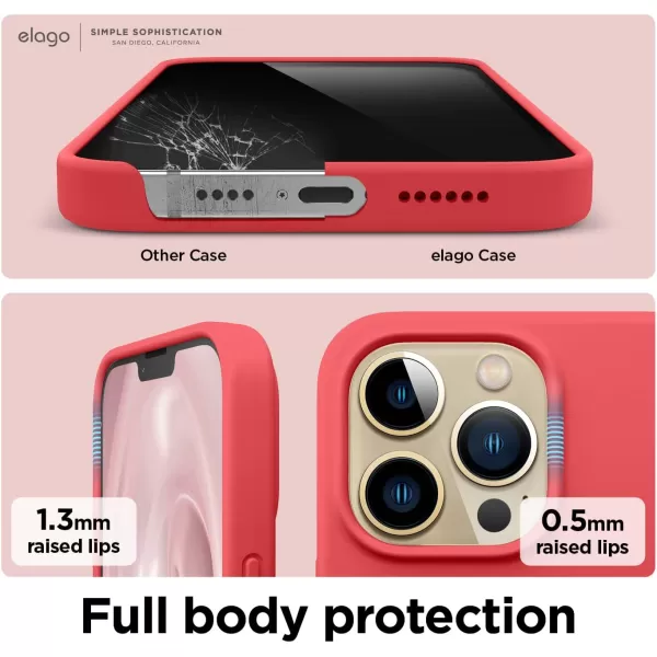 elago Compatible with iPhone 13 Pro Max Case Liquid Silicone Case Full Body Screen Camera Protective Cover Shockproof Slim Phone Case AntiScratch Soft Microfiber Lining 67 inch StoneRed