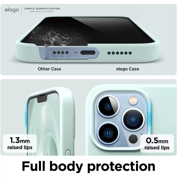 elago Compatible with iPhone 13 Pro Max Case Liquid Silicone Case Full Body Screen Camera Protective Cover Shockproof Slim Phone Case AntiScratch Soft Microfiber Lining 67 inch StoneGreen