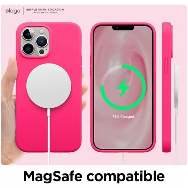 elago Compatible with iPhone 13 Pro Max Case Liquid Silicone Case Full Body Screen Camera Protective Cover Shockproof Slim Phone Case AntiScratch Soft Microfiber Lining 67 inch StoneNeon Hot Pink