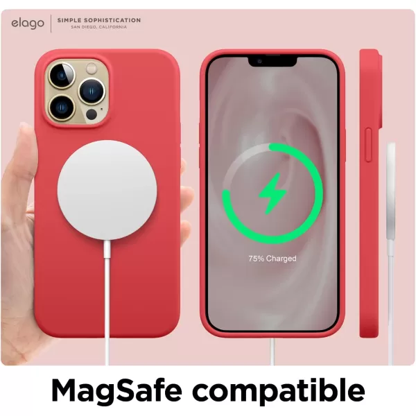 elago Compatible with iPhone 13 Pro Max Case Liquid Silicone Case Full Body Screen Camera Protective Cover Shockproof Slim Phone Case AntiScratch Soft Microfiber Lining 67 inch StoneRed