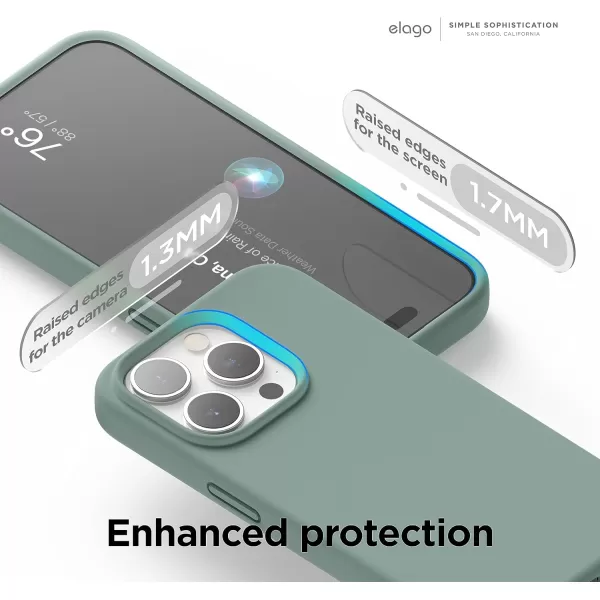 elago Compatible with iPhone 15 Pro Max Case Liquid Silicone Case Full Body Protective Cover Shockproof Slim Phone Case AntiScratch Soft Microfiber Lining 67 inch Ocean BlueMidnight Green