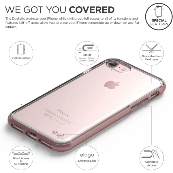 elago Dualistic Case Designed for iPhone 8  iPhone 7 Rose Gold