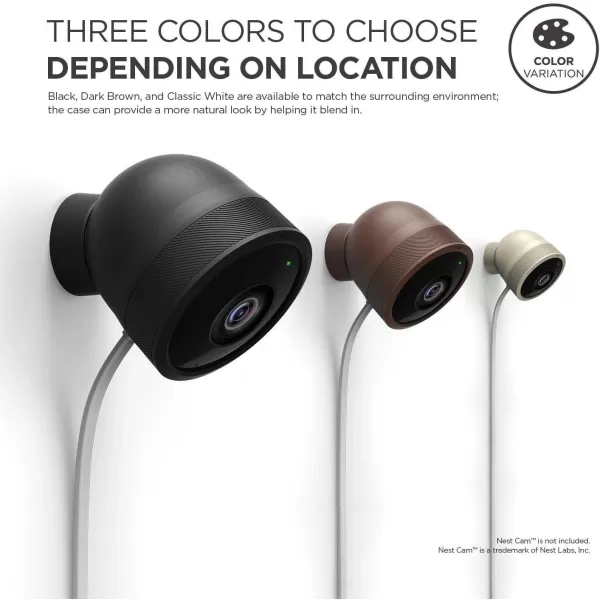 elago Google Nest Cam Outdoor Cover Dark Brown 3Pcs  Full Package All Weather Protection Adapter Cover Included Easy InstallationFull Package Classic White