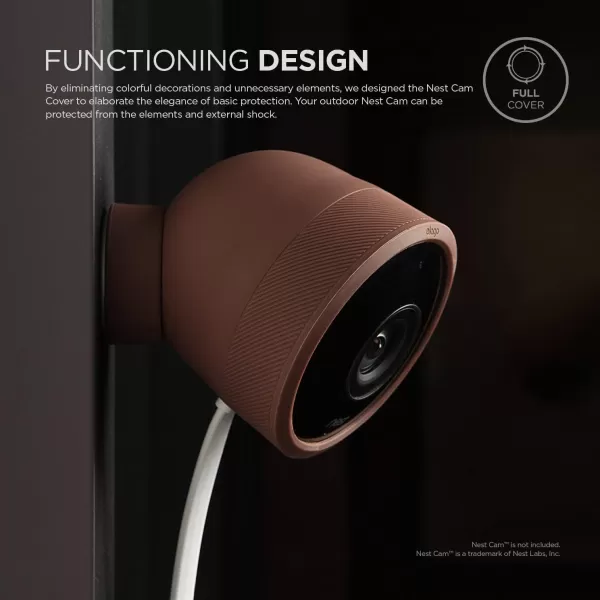 elago Google Nest Cam Outdoor Cover Dark Brown 3Pcs  Full Package All Weather Protection Adapter Cover Included Easy InstallationFull Package Dark Brown