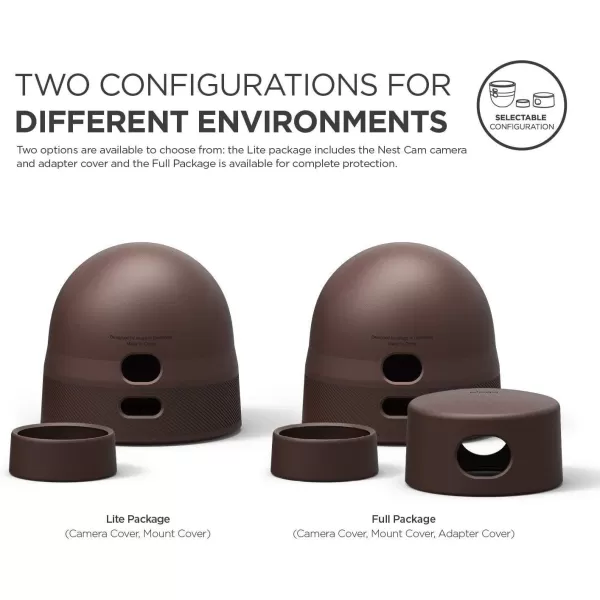 elago Google Nest Cam Outdoor Cover Dark Brown 3Pcs  Full Package All Weather Protection Adapter Cover Included Easy InstallationLite Package X 2 Set Dark Brown