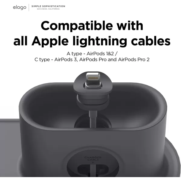 elago MS Charging Station 2  Compatible with iPhone 15 iPhone 14 MagSafe Charger iPhone 13 iPhone 12 AirPods Pro 2 AirPods Pro and All Apple Watch Series Gray Charging Cables Not IncludedDark Gray